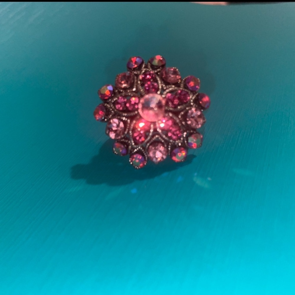 Pink flower ring - adjustable 💍💕 - Picture 6 of 7